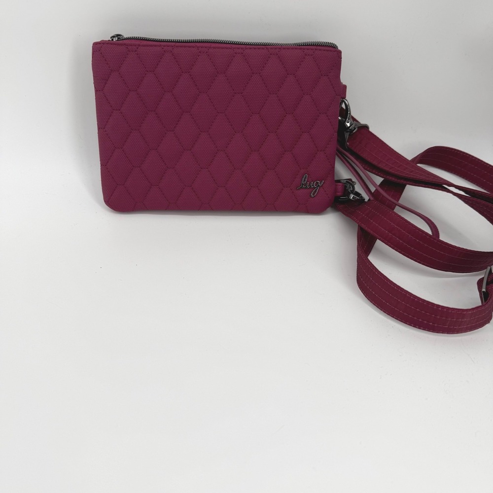 Lug Peekaboo Crossbody Bag Berry Purple‎ Quilted Luxe VL Clear Window RFID